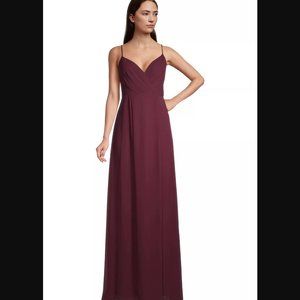 Wine Chiffon A-line floor length Bill Levkoff dress sz 0